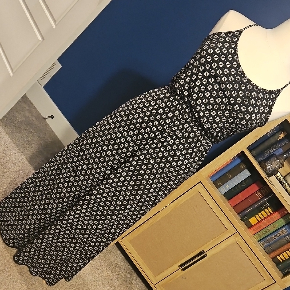 Maurices Black and White Halter Maxi Sundress